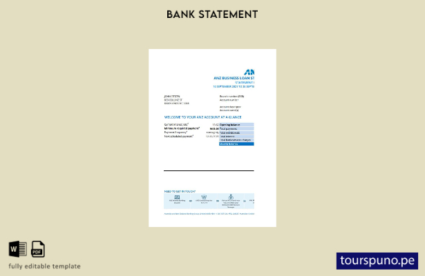 listo para imprimir plantilla de página de extracto bancario de comprobante de d